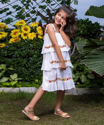 Floral Embroidery Tiered Dress 2