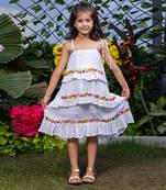 Floral Embroidery Tiered Dress