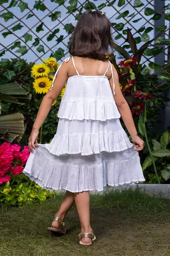 Floral Embroidery Tiered Dress