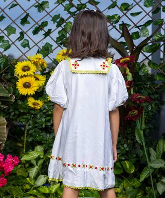 Chelsea Collar Floral Embroidery White Dress 2