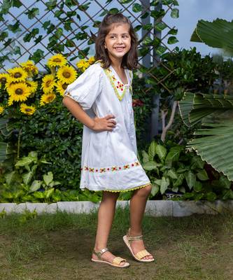 Chelsea Collar Floral Embroidery White Dress 3