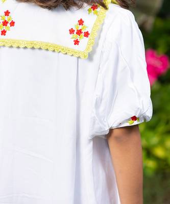 Chelsea Collar Floral Embroidery White Dress 5
