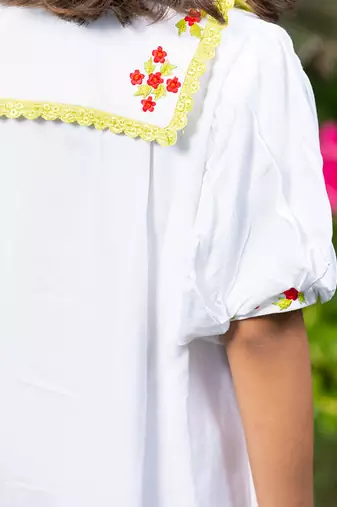 Chelsea Collar Floral Embroidery White Dress