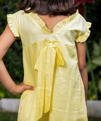 Big Flower Embroidery Yellow Dress 5