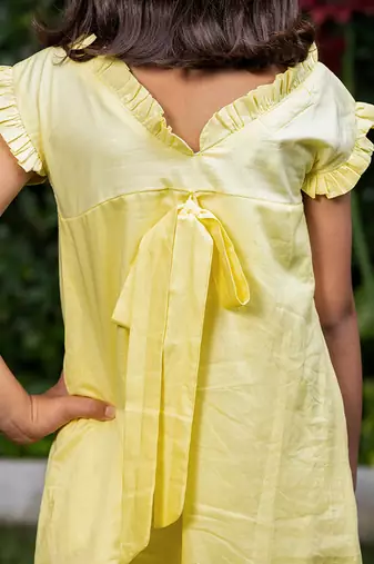 Big Flower Embroidery Yellow Dress