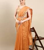 Kasee Fancy Designer Orange Net With Embellished Sequence Border Saree 