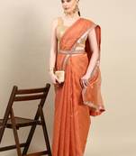 Kasee Fancy Designer Peach Net With Embellished Sequence Border Saree 