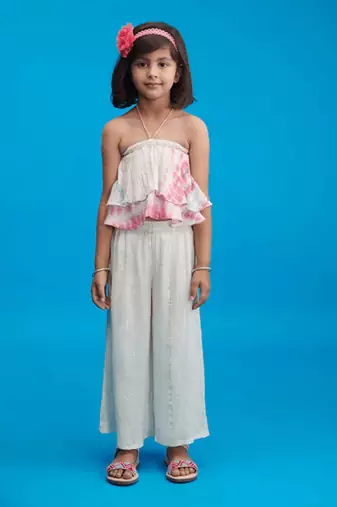 Pink Petals Casual Top and Palazzo Set