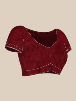 Kasee Fancy Solid Soft Art Silk Maroon Saree With Embellished Embroidered Sequence Border 5