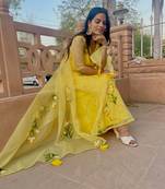 Yellow Handpainted Anarkali Set