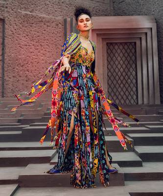 Multicolor embroidered georgette jumpsuits 1