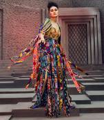 Multicolor embroidered georgette jumpsuits