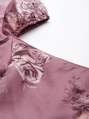 Ethnovog Ready To Wear Mauve Organza Digital Printed Dress 4