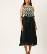 Ethnovog Ready To Wear Dark Green Embroidered Georgette Dress