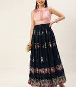 Ethnovog Ready To Wear White Embroidered Pleated Style Gown