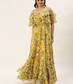 Ethnovog Ready To Wear Yellow Georgette Digital Printed Gown