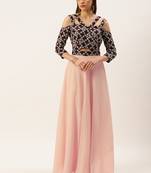 Ethnovog Ready To Wear Purple N Dark Wine Muslin Embroidered Gown