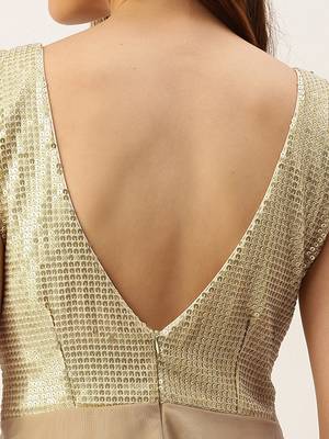 Ethnovog Ready To Wear Silver Sequins Embroidered N Light Beige Net Gown 5
