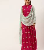 Ethnovog Ready To Wear Dark Pink Georgette Embroidered Drape Gown