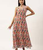 Ethnovog Ready To Wear Multicolored Georgette Pleated Gown