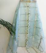 Organza sea green women duppatta with full gota patti work