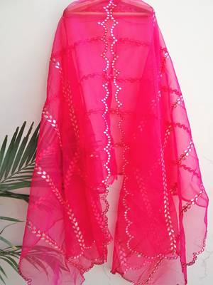 Organza pink women duppatta with full gota patti work 1