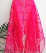 Organza pink women duppatta with full gota patti work