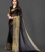 BLACK CHIFFON SAREE WITH BLOUSE