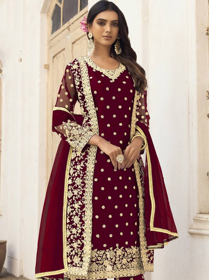 Maroon Salwar Suit