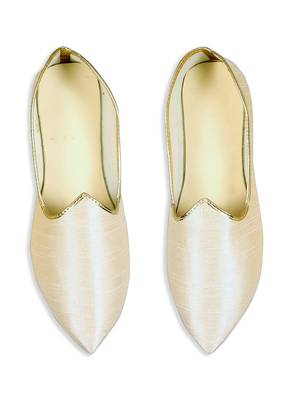 Classy White Raw Silk Mens Mojaris 1