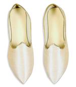 Classy White Raw Silk Mens Mojaris