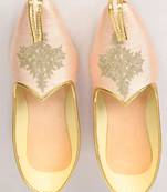 Peach Silk Embroidered Jutti