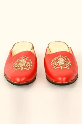 Red Embroidered Mules 1