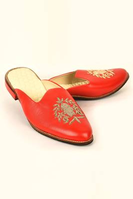 Red Embroidered Mules 2