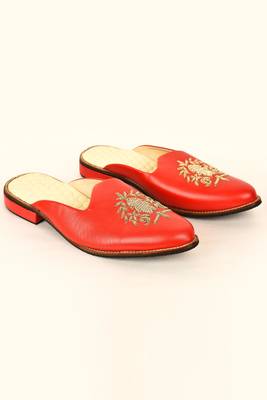Red Embroidered Mules 3