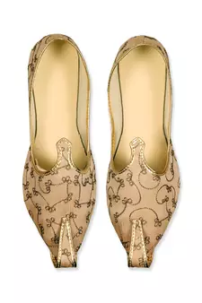 Light Beige Mens Embroidery Mojari
