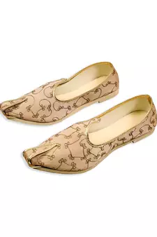 Light Beige Mens Embroidery Mojari
