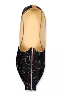 Black Mens Khussa Mojari With Embroidery Work 