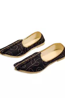 Black Mens Khussa Mojari With Embroidery Work 
