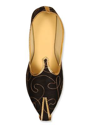 Black Silk Embroidered Mens Mojari  1
