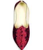 Red Raw Silk Wedding Mens Mojari