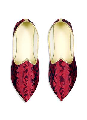 Red Raw Silk Wedding Mens Mojari 2