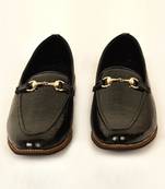 Black Textured Loafers
