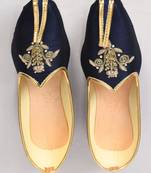 Blue Silk Embroidered Jutti