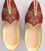 Maroon Silk Embroidered Jutt