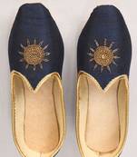 Blue Silk Embroidered Jutti