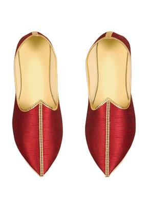 Maroon Silk Stone Embellished Juttis 1
