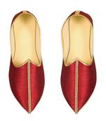 Maroon Silk Stone Embellished Juttis