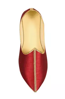 Maroon Silk Stone Embellished Juttis