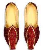 Maroon Silk Embroidered Juttis